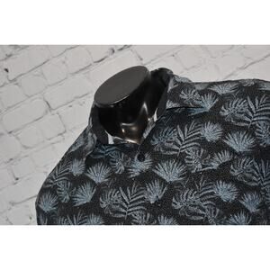 Nat Nast Hawaiian SILK Blend Shirt Mens Size XL Tropical Floral Blue Black